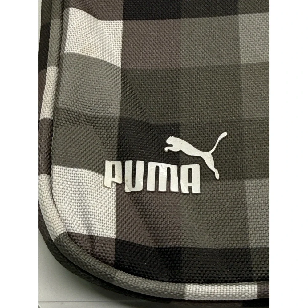 Puma Checked Plaid Tablet Padded Sleeve Case Gray Black White Zip Tech Accessory